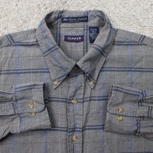 GANT Shirt‎ Mens XLT Gray/Blue New Haven Oxford 100% Cotton Long Sleeve Button